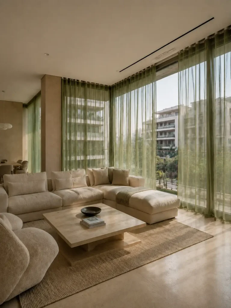 green curtains for living room
