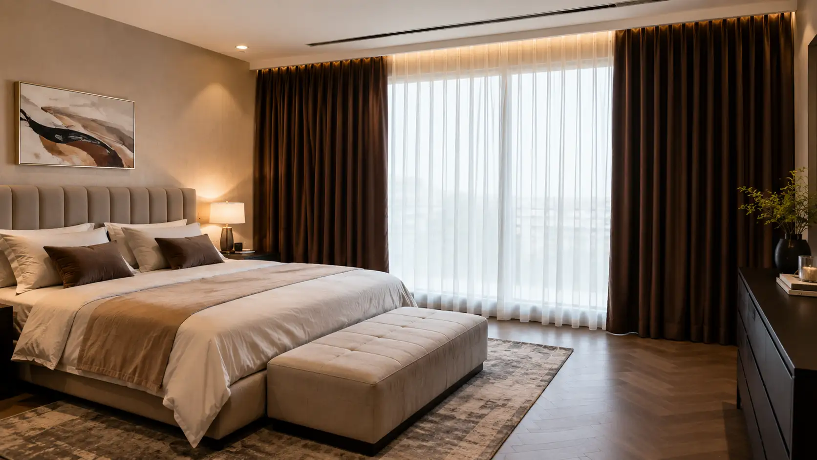 layered motorized curtains