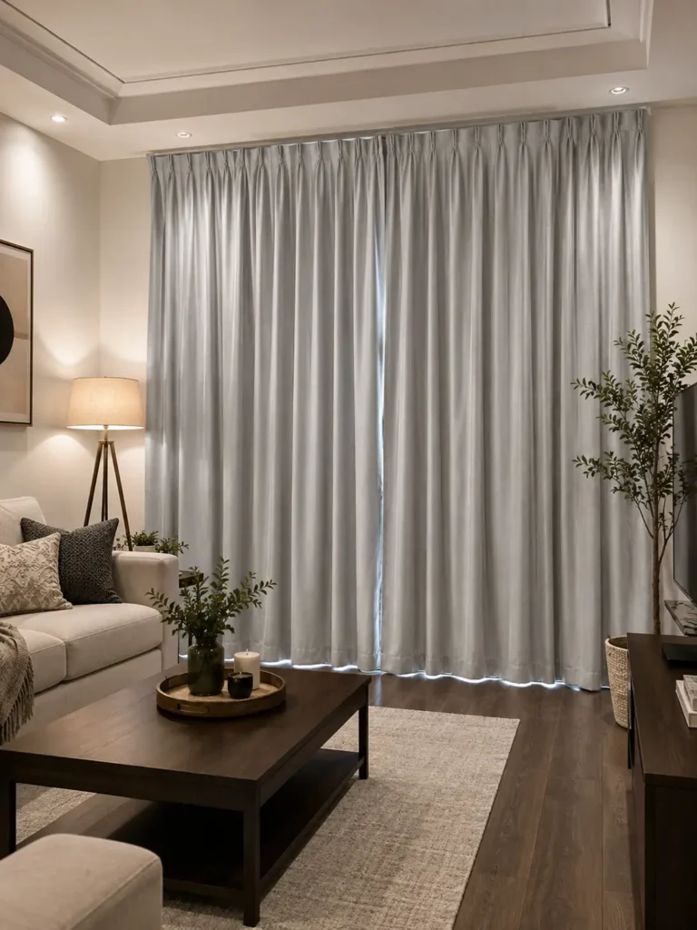 light grey curtains in living room