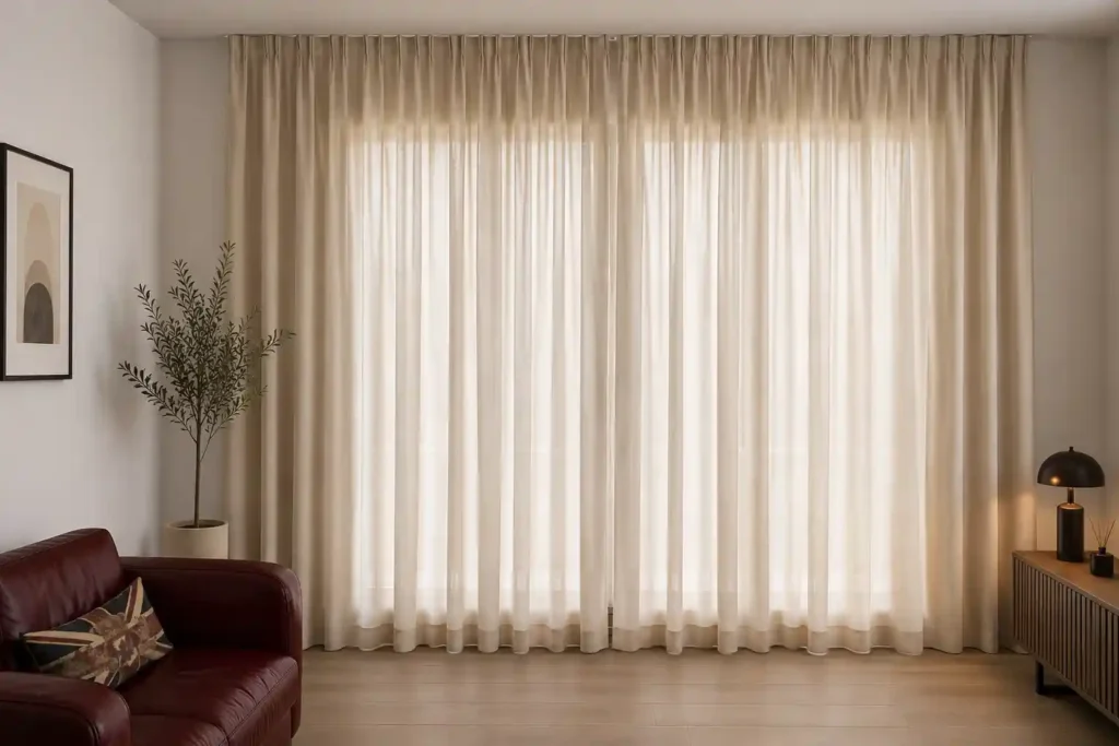 linen curtain in the living room