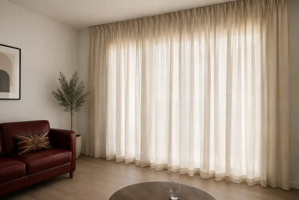 linen curtain in the living room