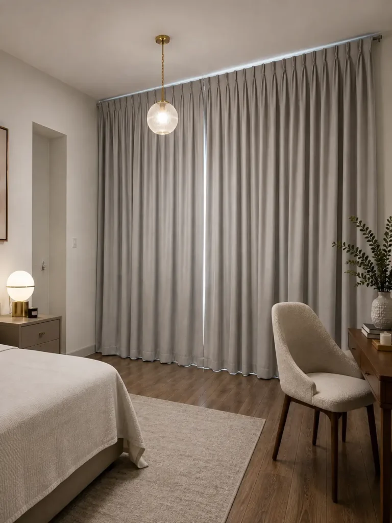 luxury living room curtains in light grey