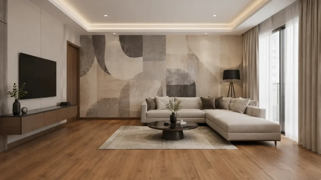 wooden flooring in living room