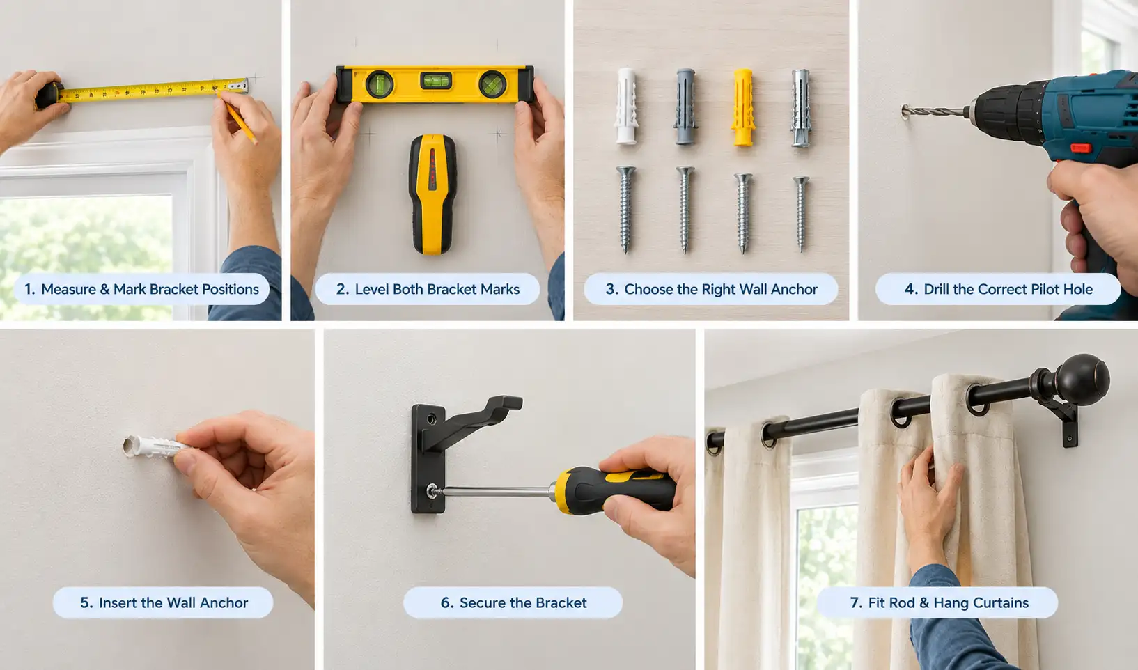 Bracket Installation Into Drywall or Plasterboard With Wall Anchors