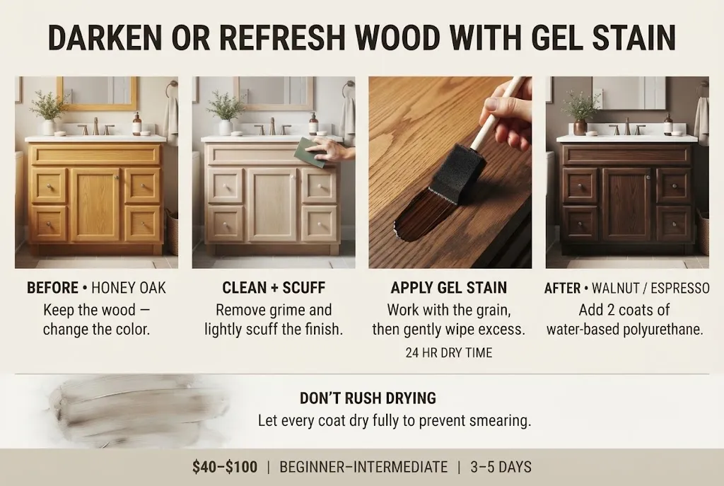 Darken or Refresh Wood with Gel Stain
