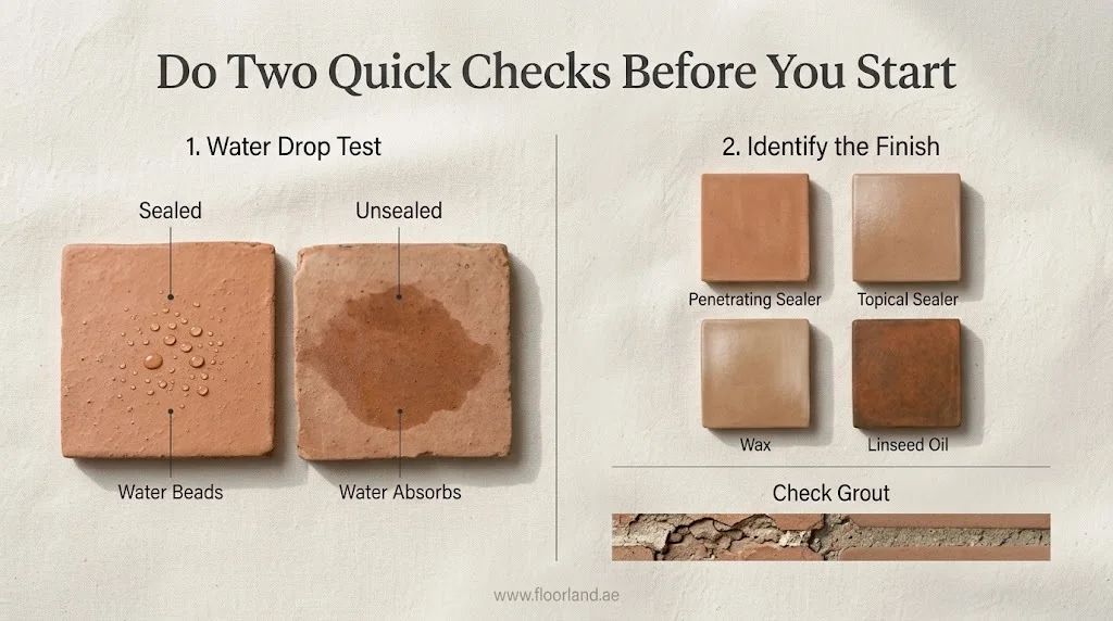 Do Two Quick Checks Before You Start cleaning the terracotta tiles