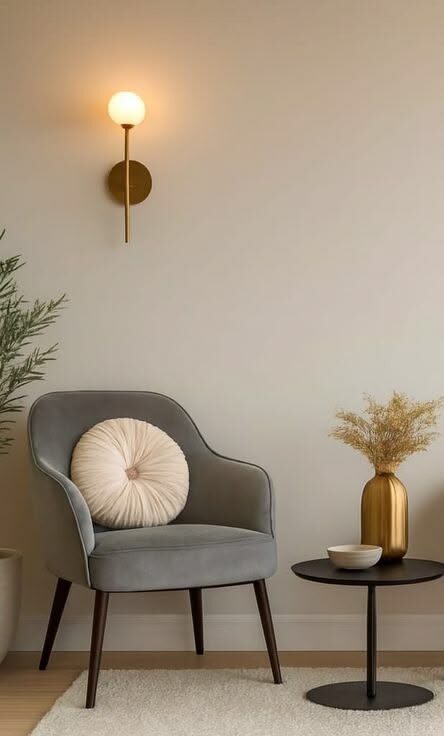armchair with a gray velvet Upholstery