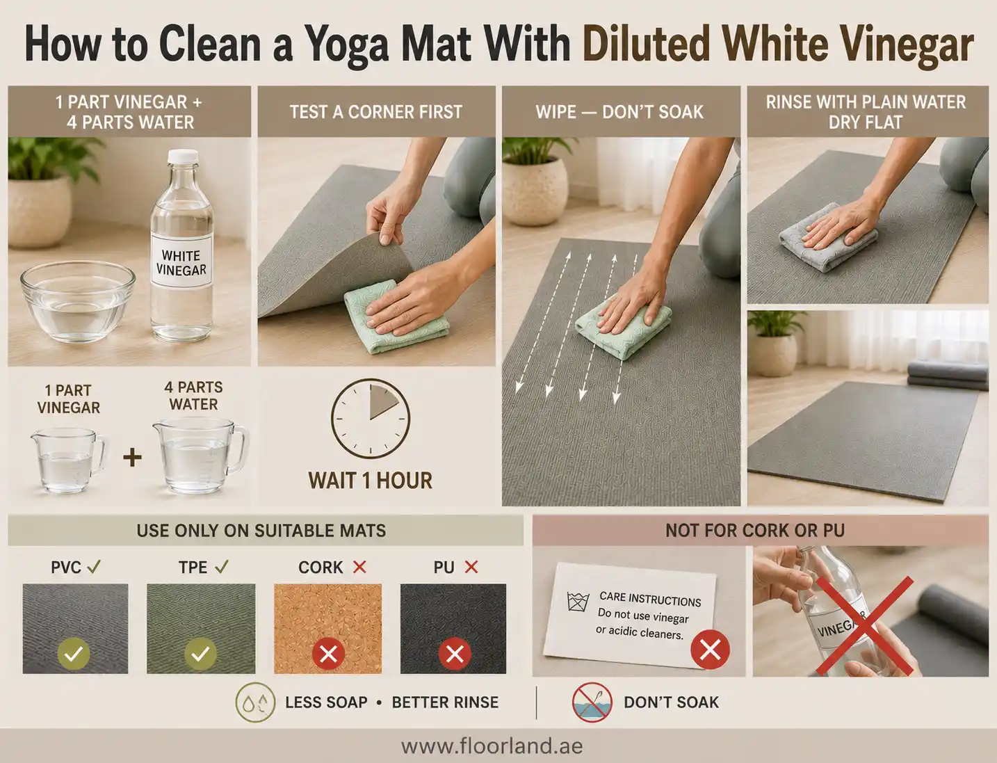 How to Clean a Yoga Mat With Diluted White Vinegar