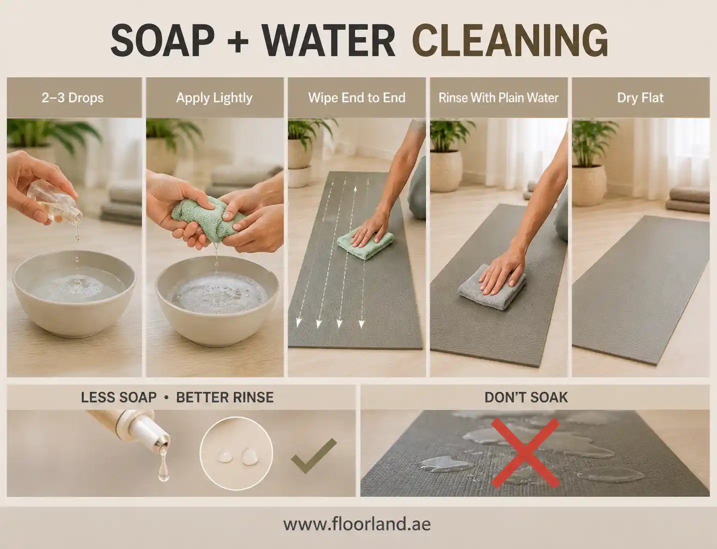 Howo to Clean a Yoga Mat With Mild Soap and Water