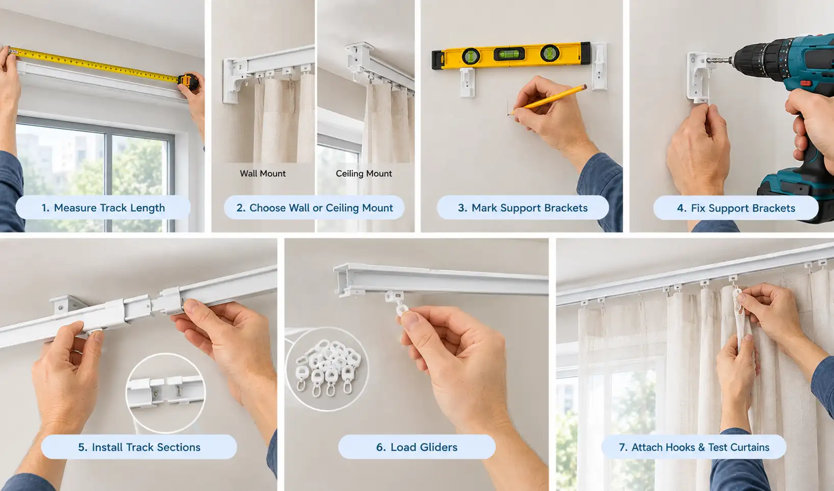 Installing a Curtain Track With Gliders