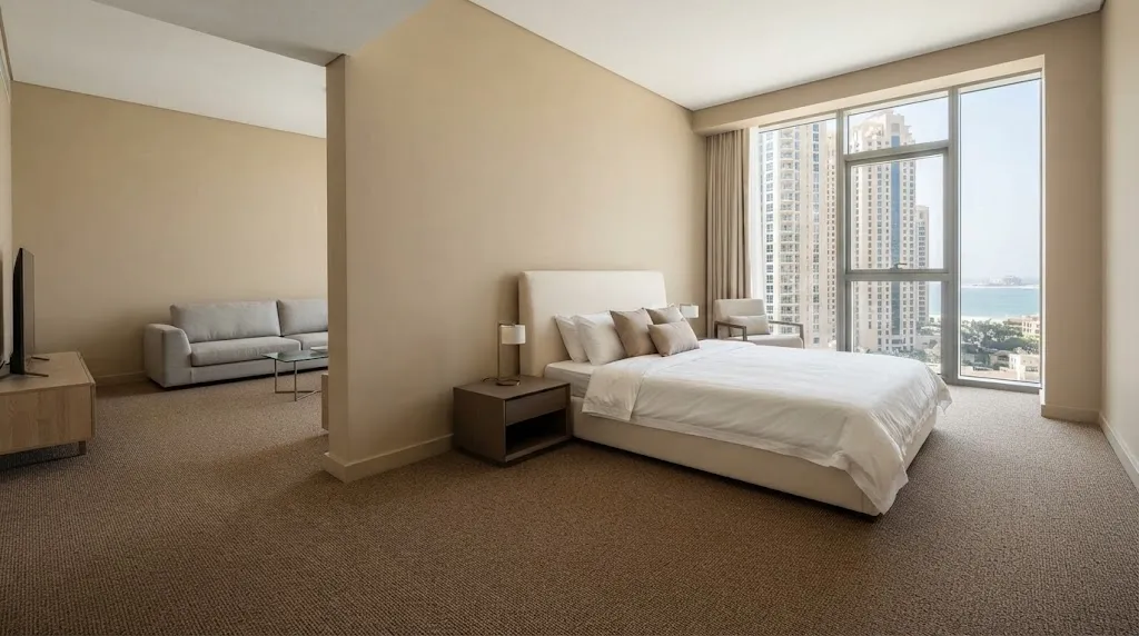 JBR Apartment Beige Painting & Sisal Carpet Installation