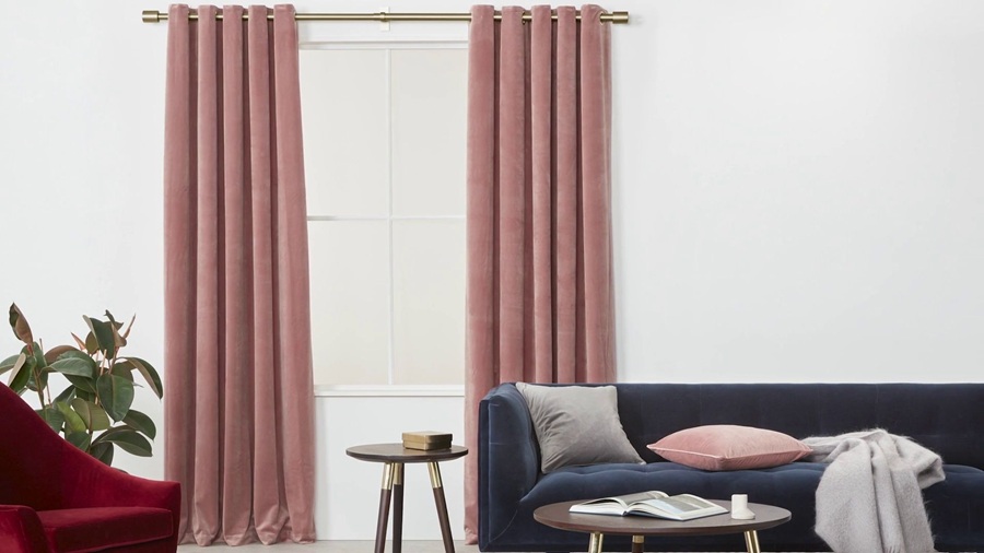 Velvet Eyelet Lined Pair of Curtains
