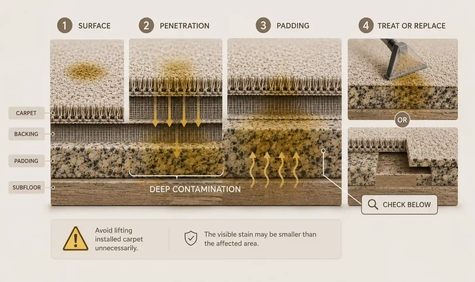 Treat the Carpet Backing and Padding When Urine Has Penetrated Deeply