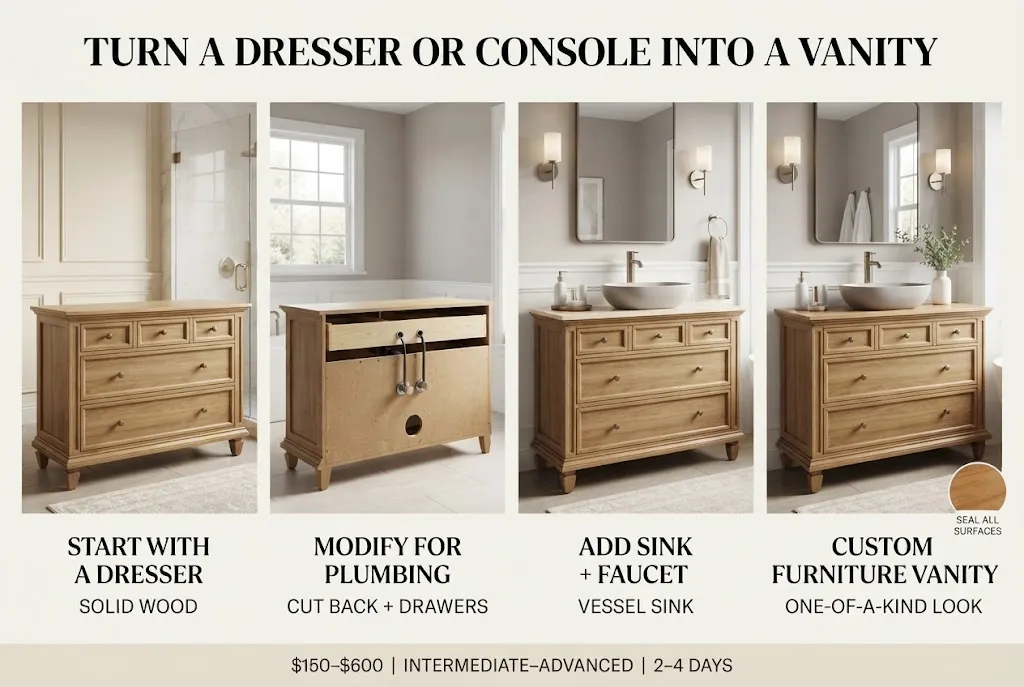 Turn a Dresser or Console into a Vanity