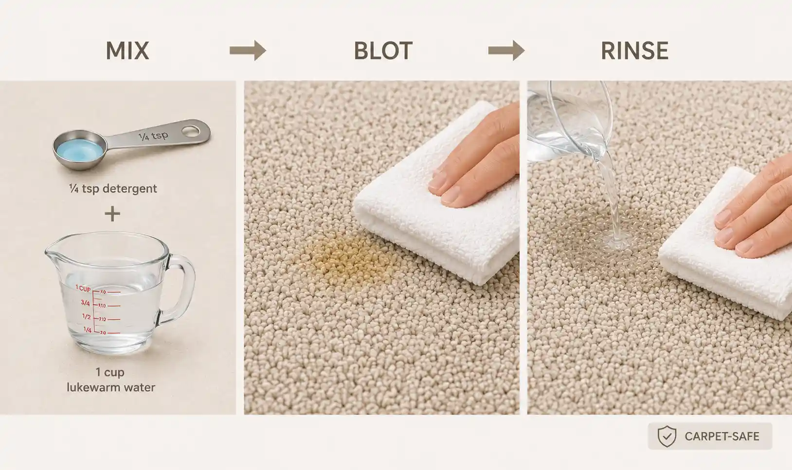 Use a Mild Carpet-Safe Detergent for Suitable Spots