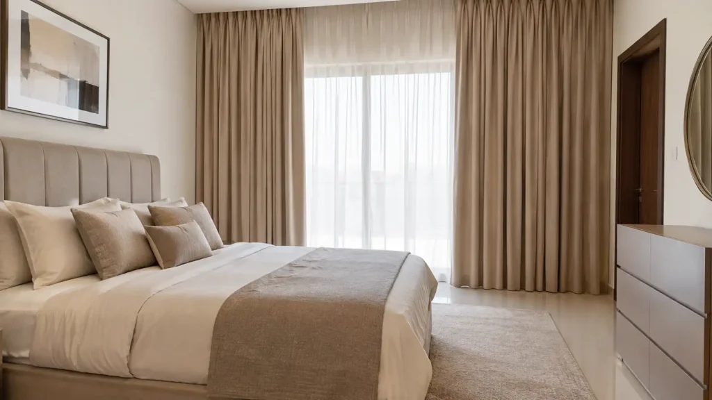 beige color blackout curtains