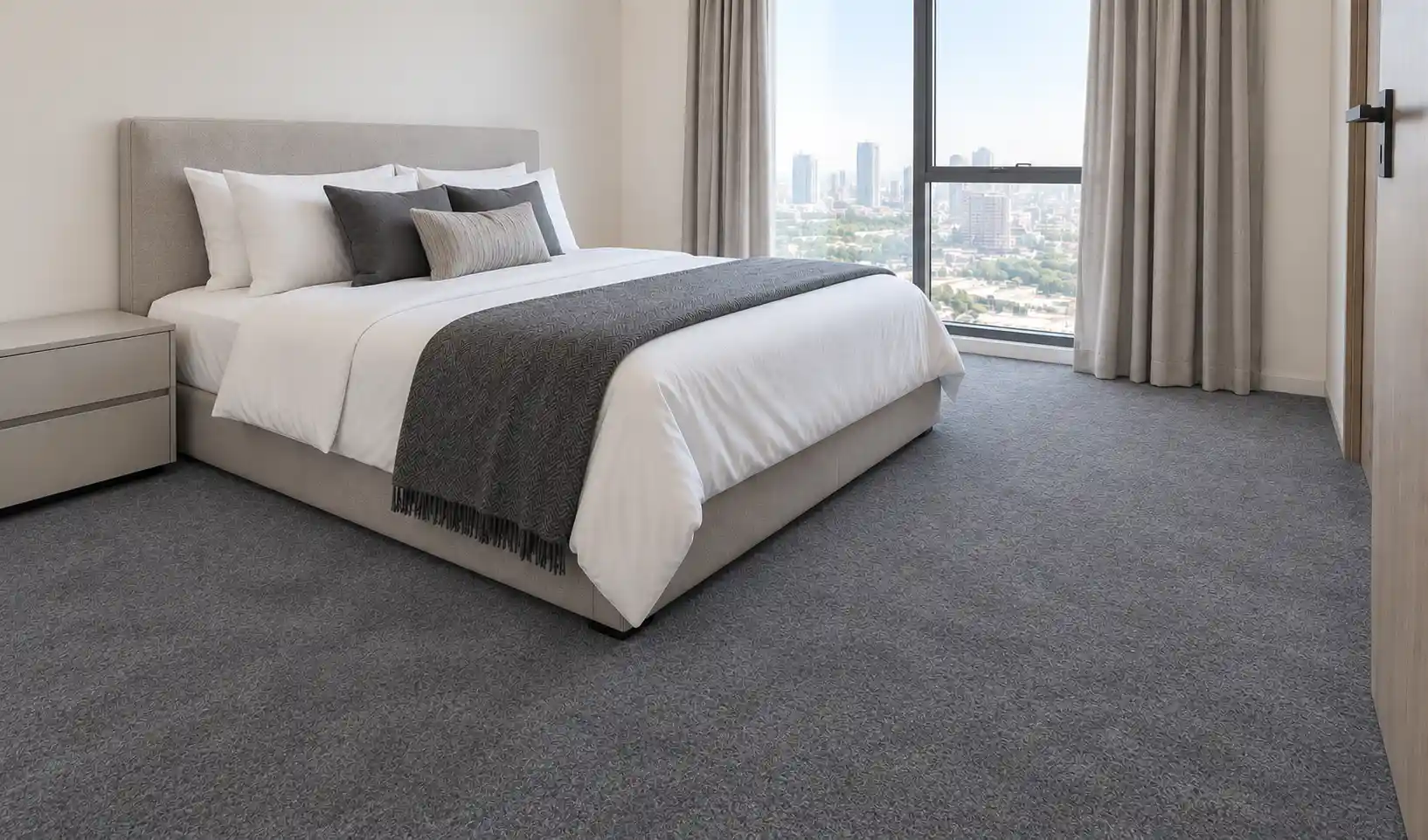 charcoal grey wall to wall carpet