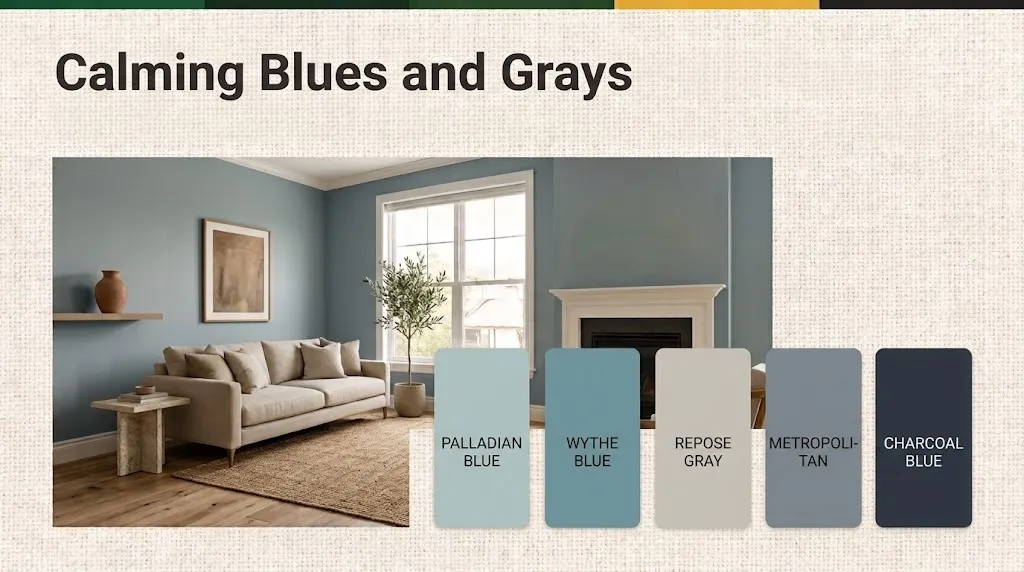 Calming Blues and Grays for living room