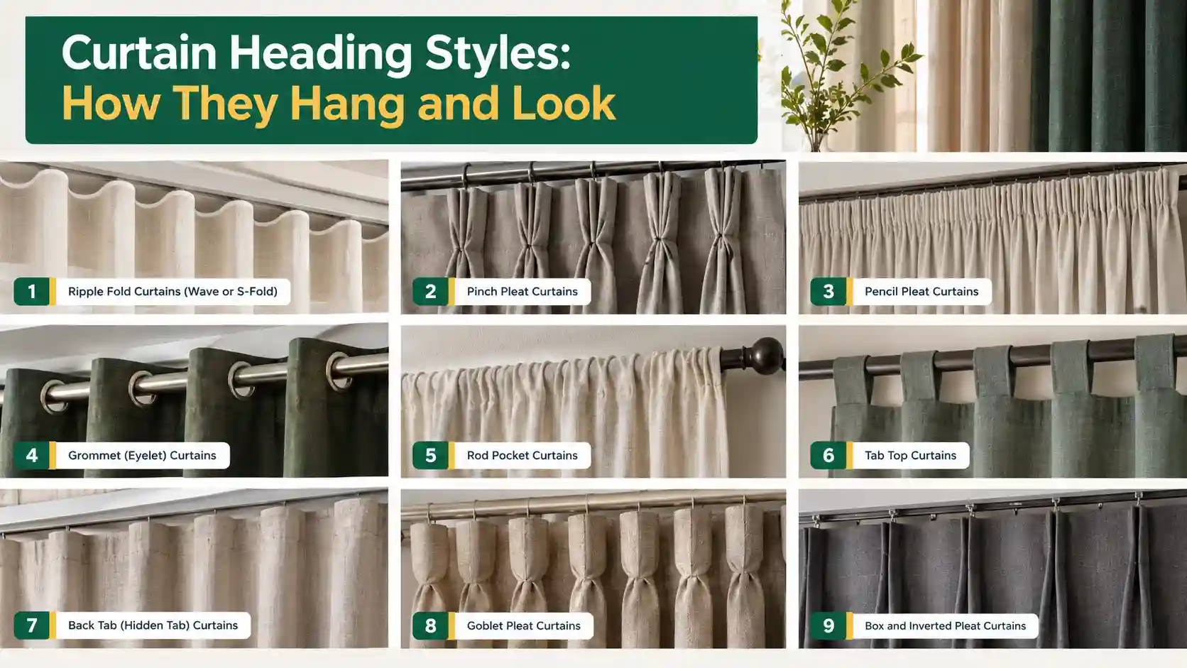 Curtain Heading Styles (How They Hang and Look)
