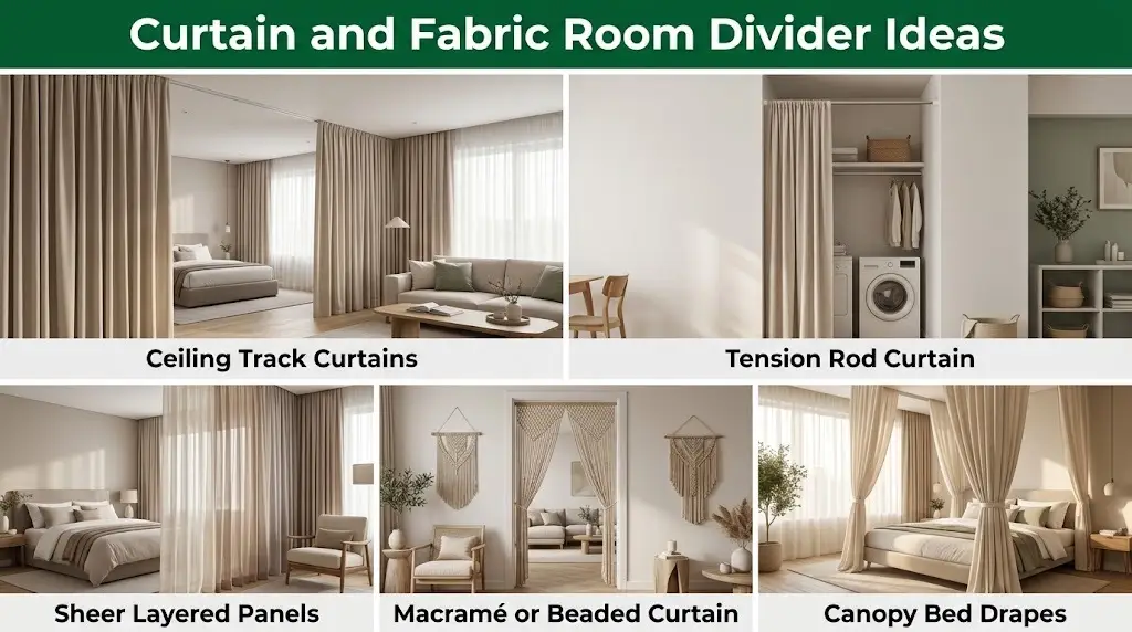 Curtain and Fabric Room Divider Ideas