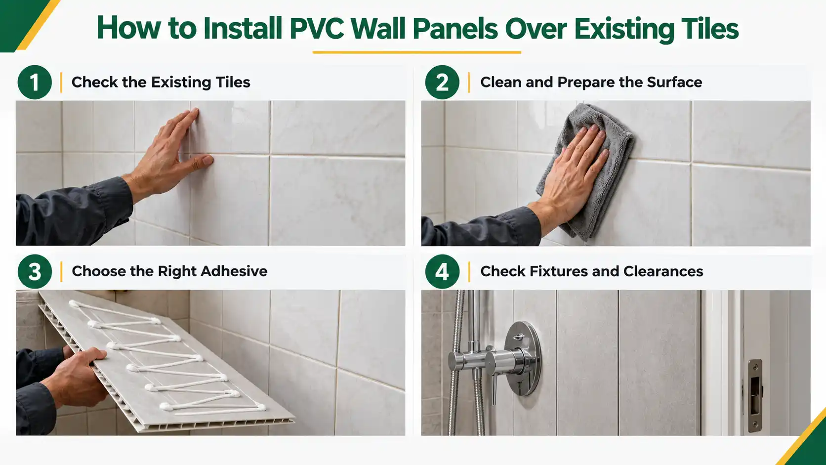 How to Install PVC Wall Panels Over Existing Tiles
