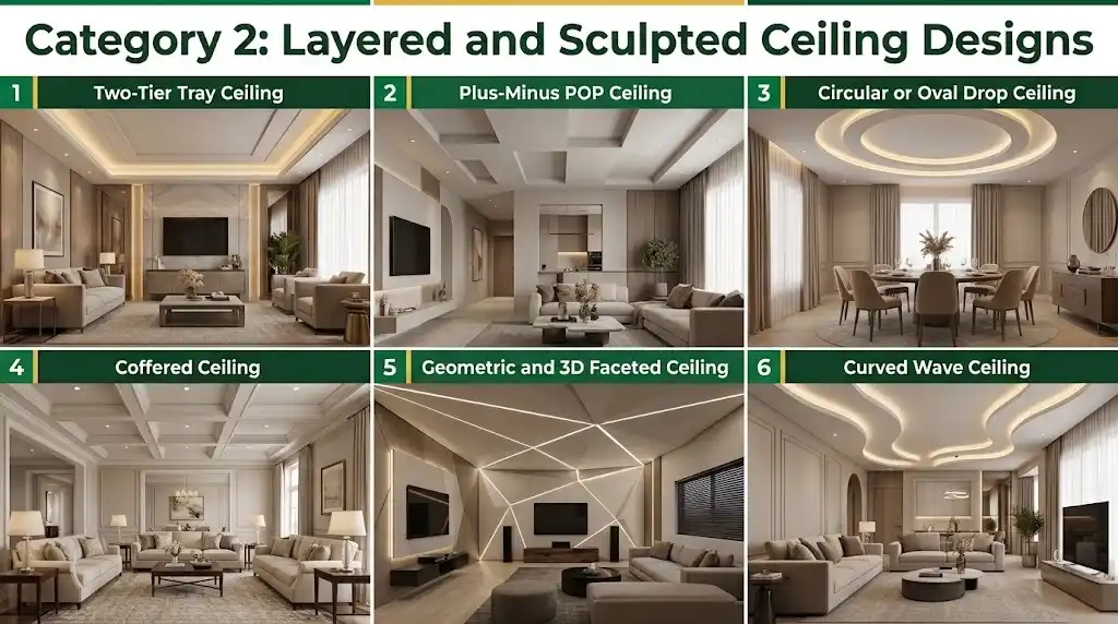 Layered and Sculpted Ceiling Designs