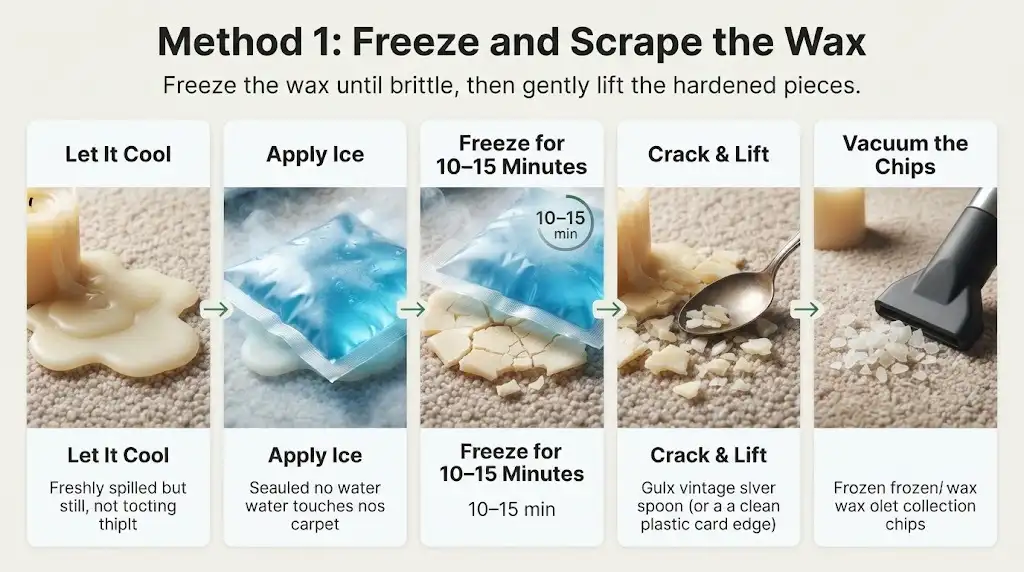Method 1 Freeze and Scrape the Wax