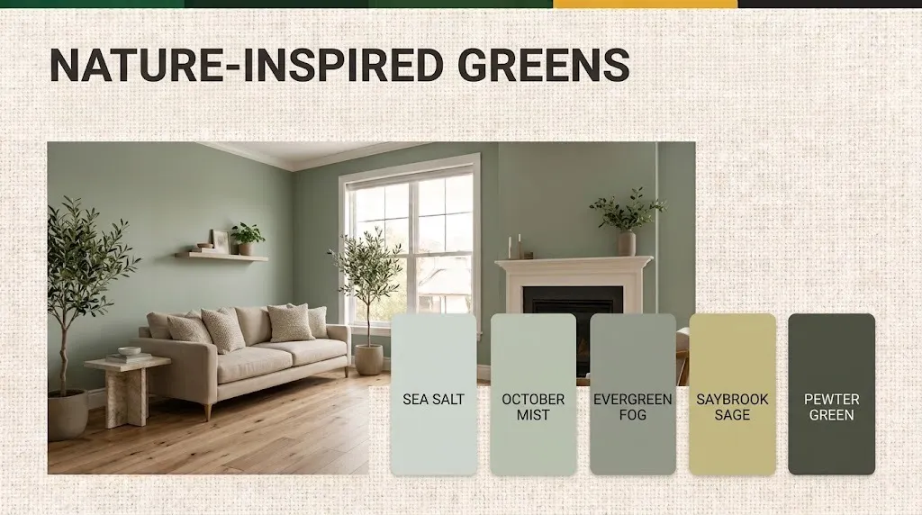 Nature-Inspired Greens for living room