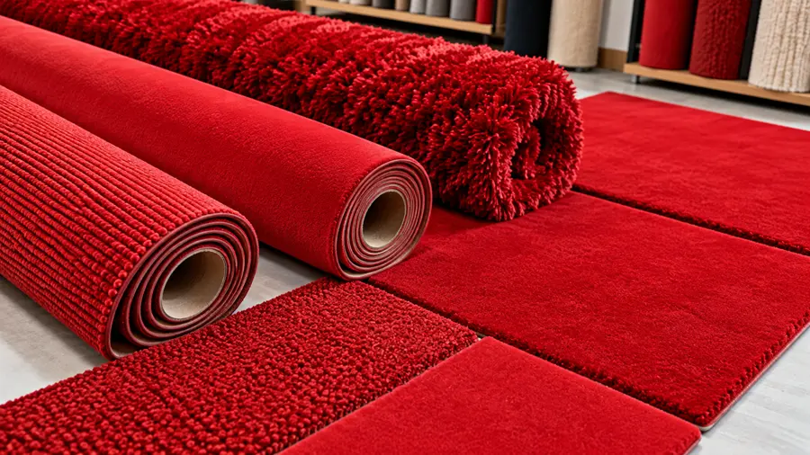 solid red carpets and rugs in various textures