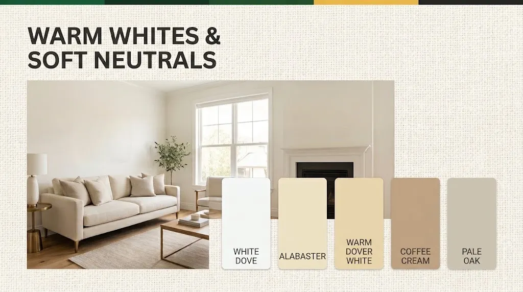 Warm Whites & Soft Neutrals for living room paint