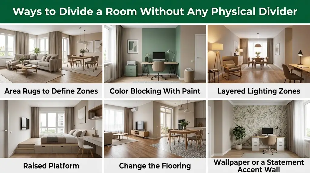 Ways to Divide a Room Without Any Physical Divider