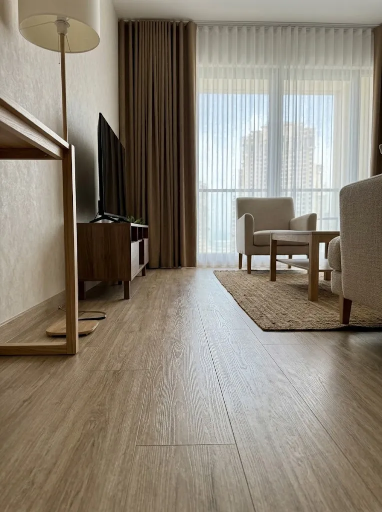Wood-look vinyl flooring in the living room